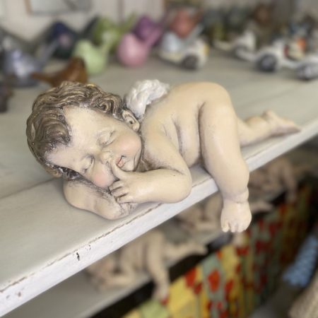 Śpiący Aniołek z Gipsu - Dekoracja na Półkę