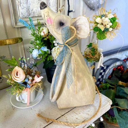 Myszka Dekoracyjna Z Tkaniny – Ręcznie Wykonana